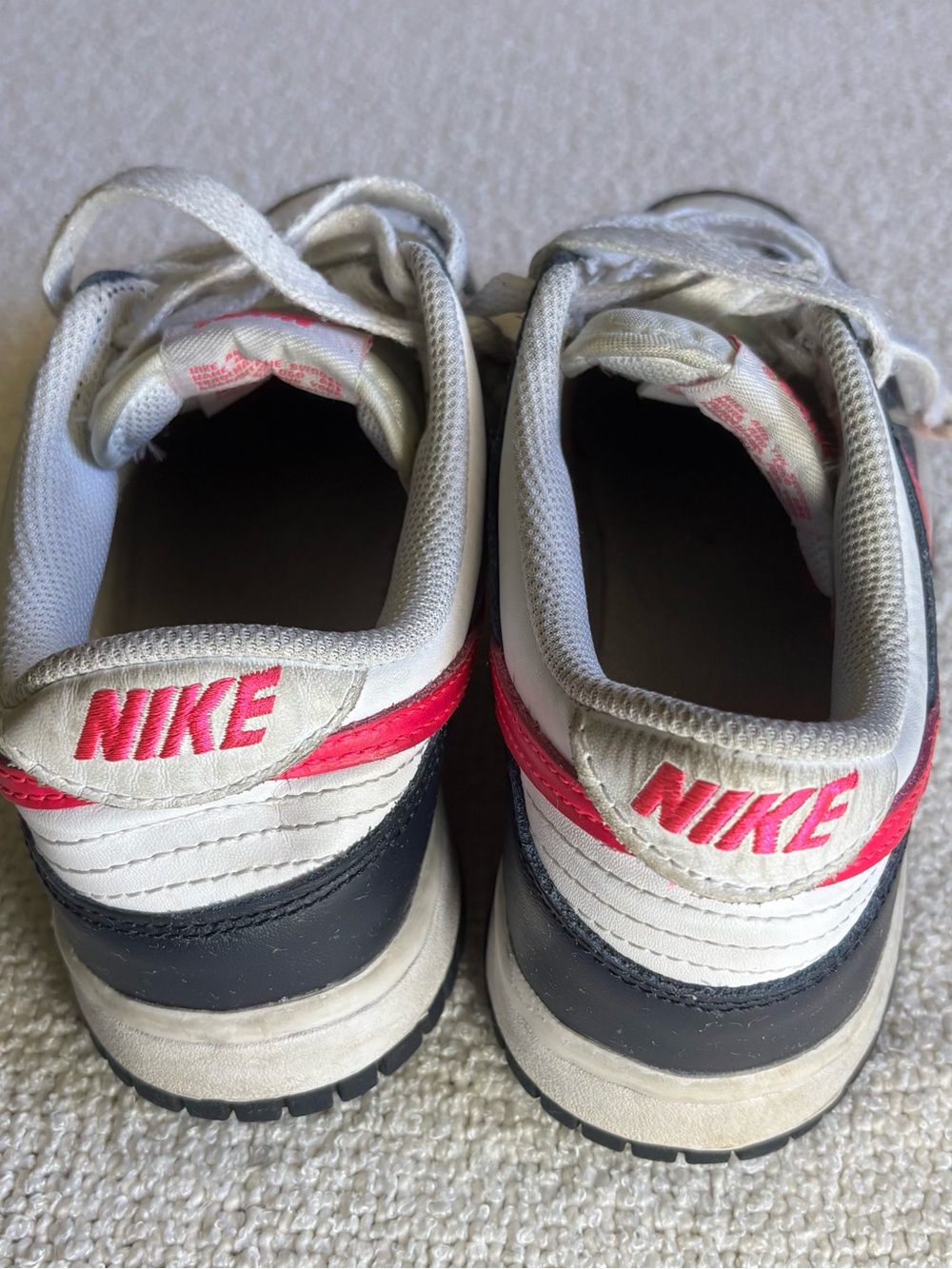 Nike FB9109 White Navy Pink‎ Leather Low Top Kids Sneakers US 5Y Shoes - Picture 4 of 7